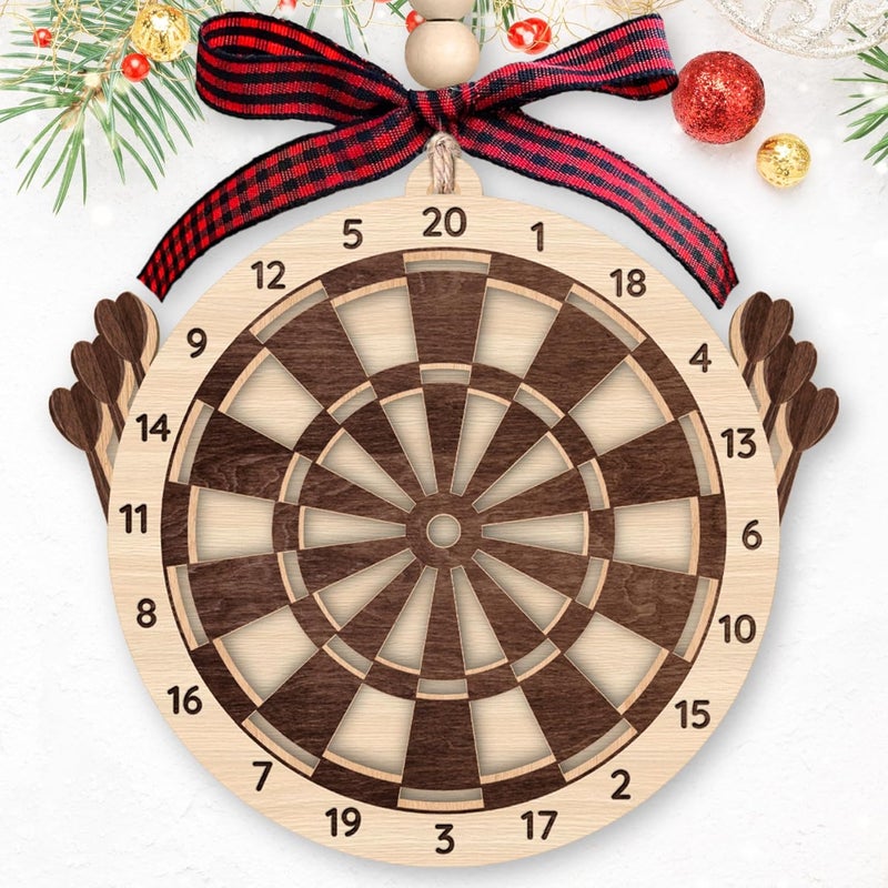 MAPDTWO Dart Ornament - Dartboard Ornaments, Darts Ornaments for Christmas Tree - Dartboard Gifts for Men, Lovers, Teen Boys, Girls, Players - 2 Layered Wood Ornament 2025 - Image 1